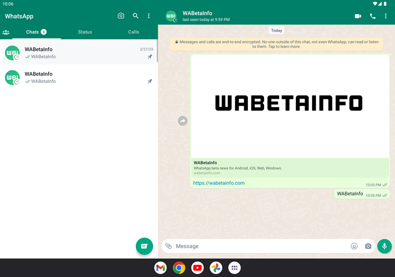 Whatsapp Split View for Android Tablets